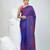 Vibrant blue bangalore silk kantha stitch saree with red ethnic motif