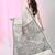 Off white tussar silk madhubani kantha saree with black thread work