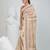Beige tussar silk madhubani kantha saree with vibrant thread work