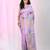 Elegant lavender silk blend reverse kantha work saree with floral design