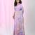 Elegant lavender silk blend reverse kantha work saree with floral design