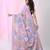 Elegant lavender silk blend reverse kantha work saree with floral design