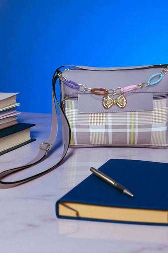 Stylish Plaid & Bow Crossbody Bag