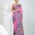 Elegant pink and purple silk blend kantha stitch saree with floral motif