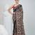 Black silk blend kantha stitch saree with multicolor thread work