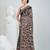 Black silk blend kantha stitch saree with multicolor thread work
