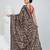 Black silk blend kantha stitch saree with multicolor thread work