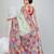 Elegant pistachio green and pink silk blend kantha stitch saree with floral motif