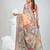 Elegant peach and brown silk blend kantha stitch saree with floral motif