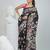 Charcoal silk blend kantha stitch saree with multicolor thread work