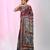 Maroon silk blend kantha stitch saree with multicolor thread work