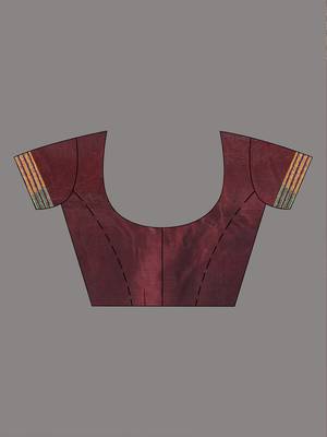 Maroon silk blend kantha stitch saree with multicolor thread work 4