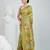 Pistachio green silk blend kantha stitch saree with multicolor thread work