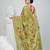 Pistachio green silk blend kantha stitch saree with multicolor thread work