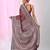 Maroon silk blend kantha stitch saree with geometric & floral thread work