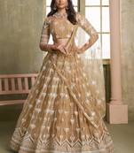 beige butterfly net thread sequence lehenga choli