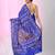 Blue silk blend kantha stitch saree with multicolor thread work