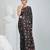 Black silk blend kantha stitch saree with multicolor thread work