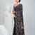 Black silk blend kantha stitch saree with multicolor thread work