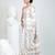 White silk blend kantha stitch saree with multicolor thread work