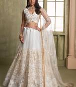 off white butterfly net thread sequence lehenga choli