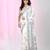 White silk blend kantha stitch saree with black floral thread work