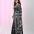 Black silk blend kantha stitch saree with white elephant & floral thread work
