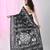 Black silk blend kantha stitch saree with white elephant & floral thread work