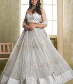 off white butterfly net thread sequence lehenga choli