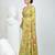 Green silk blend kantha stitch saree with multicolor thread work
