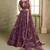 wine butterfly net thread sequence lehenga choli