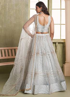 off white butterfly net thread sequence lehenga choli 4