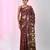 Maroon silk blend kantha stitch saree with multicolor thread work