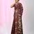 Maroon silk blend kantha stitch saree with multicolor thread work