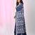 Navy blue silk blend kantha stitch saree with paisley & floral motifs