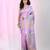 Elegant lavender silk blend reverse kantha work saree with floral design