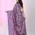 Blue silk blend kantha stitch saree with multicolor thread work
