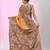Elegant orange and brown silk blend kantha stitch saree with floral motif