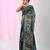 Emerald green silk blend kantha stitch saree with multicolor thread work