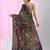 Black silk blend kantha stitch saree with multicolor thread work
