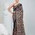 Black silk blend kantha stitch saree with multicolor thread work