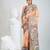Elegant peach and brown silk blend kantha stitch saree with floral motif