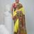 Elegant yellow and green silk blend kantha stitch saree with floral motif