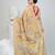 Beige silk blend kantha stitch saree with multicolor thread work