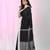 Black cotton saree with white border and woven patterns