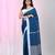 Sapphire blue cotton saree with white border and woven patterns