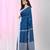 Sapphire blue cotton saree with white border and woven patterns