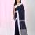 Dark purple cotton saree with white border and woven patterns