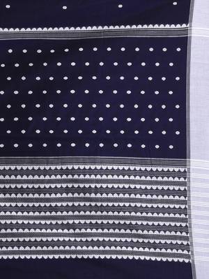 Dark purple cotton saree with white border and woven patterns 4