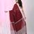 Red cotton saree with white border and woven patterns